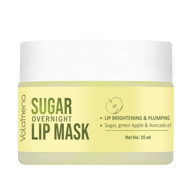 Volamena Lip Mask with Sugar, Green Apple Extract & Avocado Oil Moisturizing & Lighten Dark Lips Balm For Women 15 ml