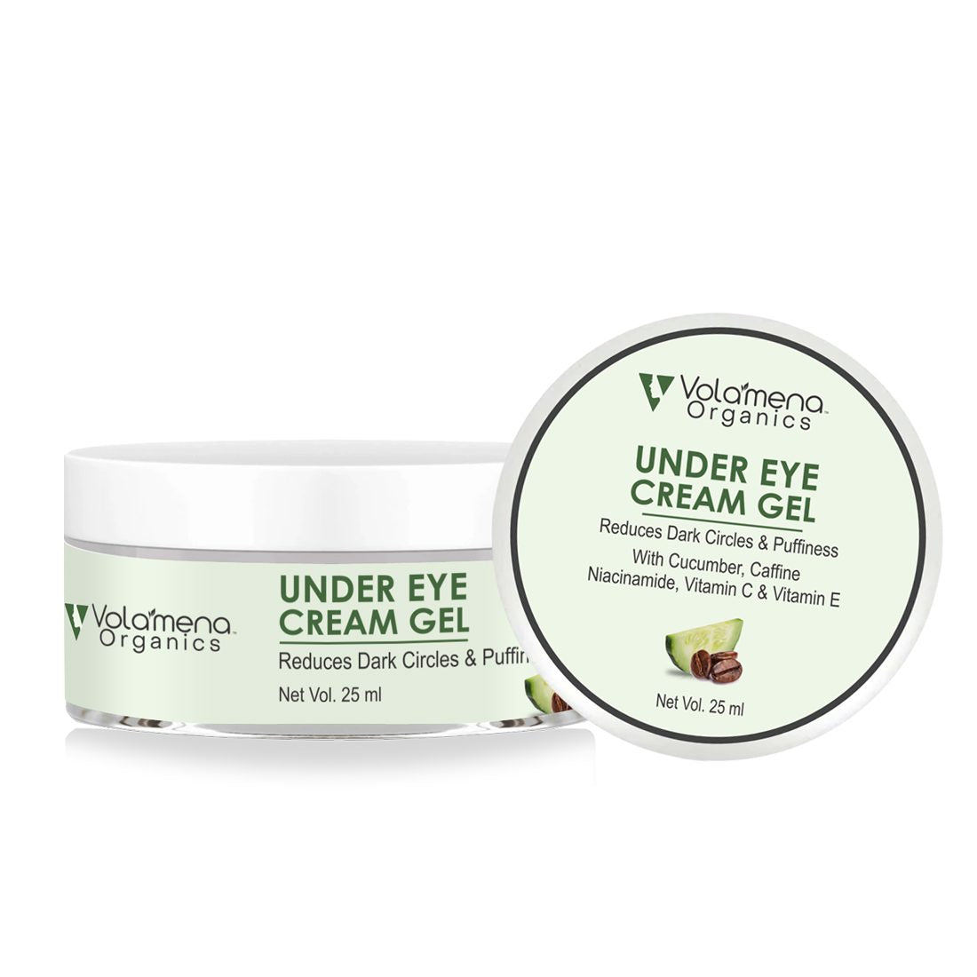 Volamena Under Eye Cream for Dark Circles with Caffeine & Cucumber For Men & Women 25 ml