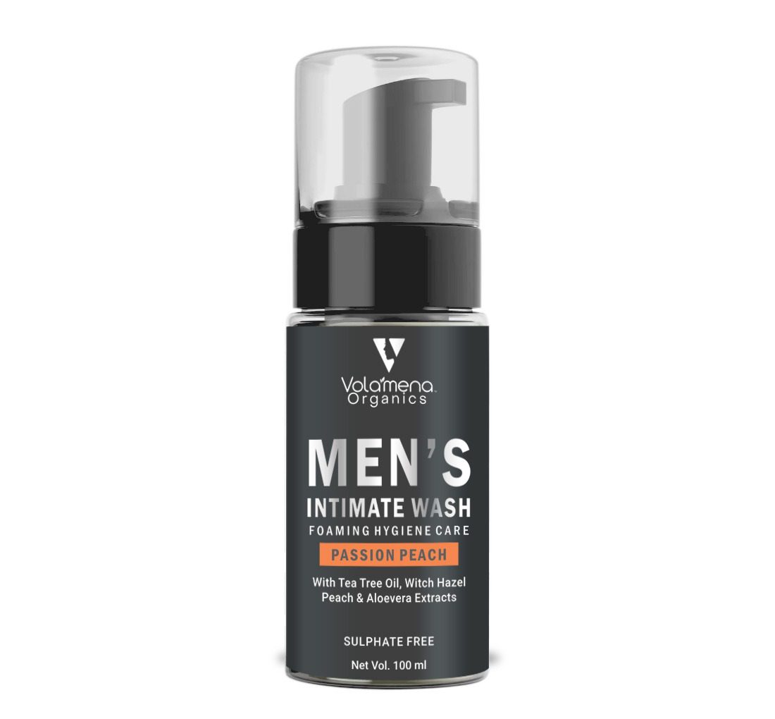 Volamena Organics Men's Intimate Wash Passion Peach With Tea Tree Oil & Witch Hazel, For Reduce Odour & Itching 100 ml