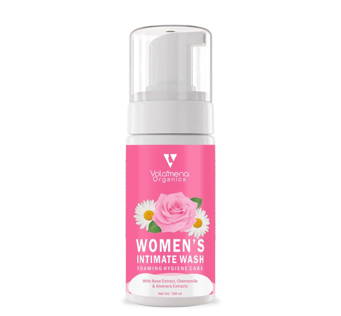 Volamena Organics Women's Intimate Wash With Rose Extract & Chemomile For Feel Fresher and More Confident, Even During Difficult Days.