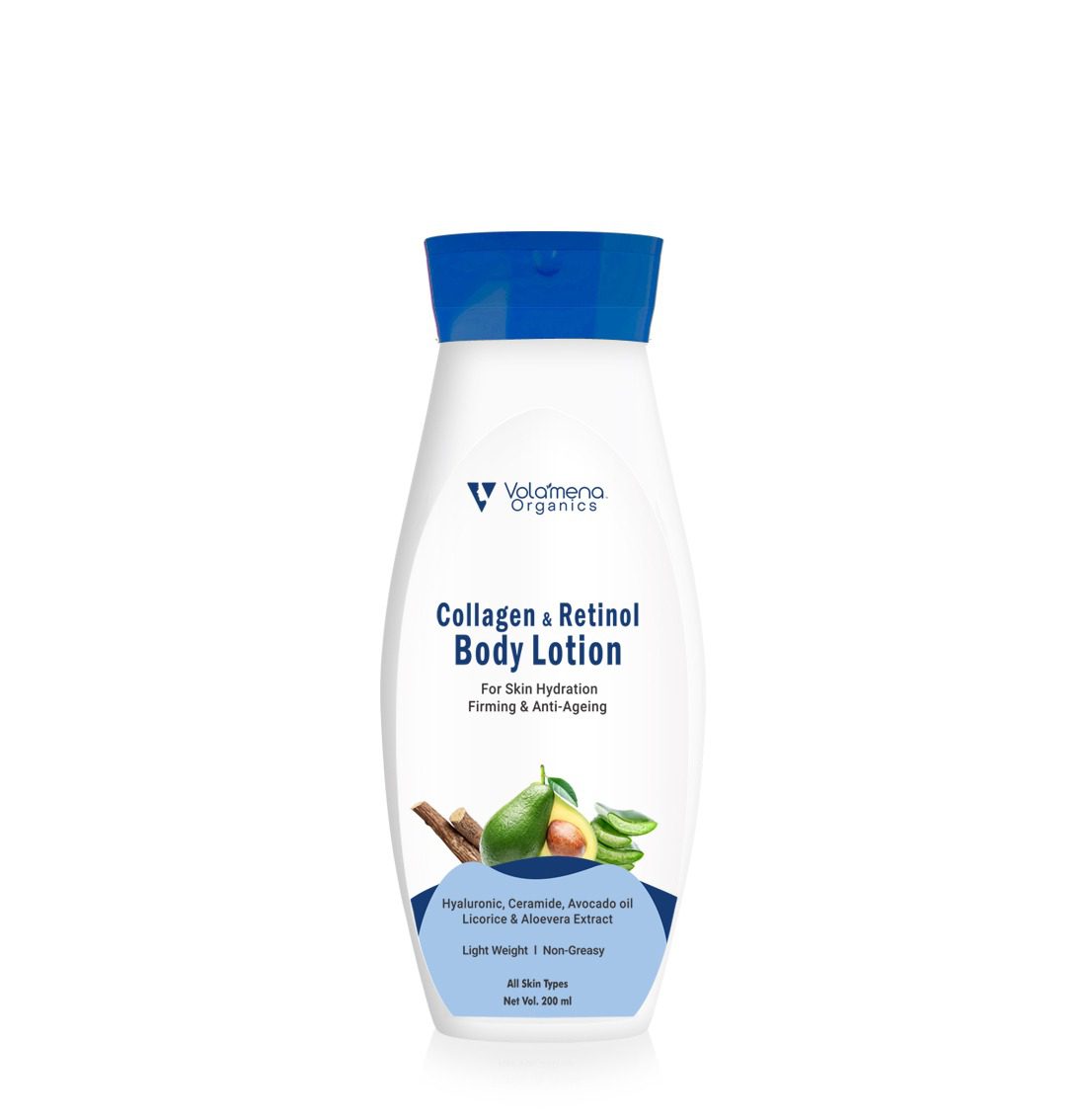 Volamena Collagen & Retinol Light Weight Body Lotion For Fresh Glowing Skin | Hydration Moisturizer For Women & Men 200 ml