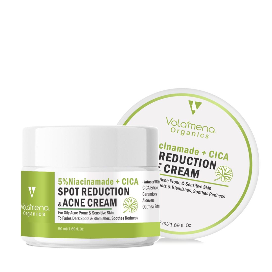 Volamena Organics Niacinamide + CICA Spot Reduction Face Cream With Cica, Ceramides, Oatmeal Extract For Fades Dark Spots & Blemishes 50 ml