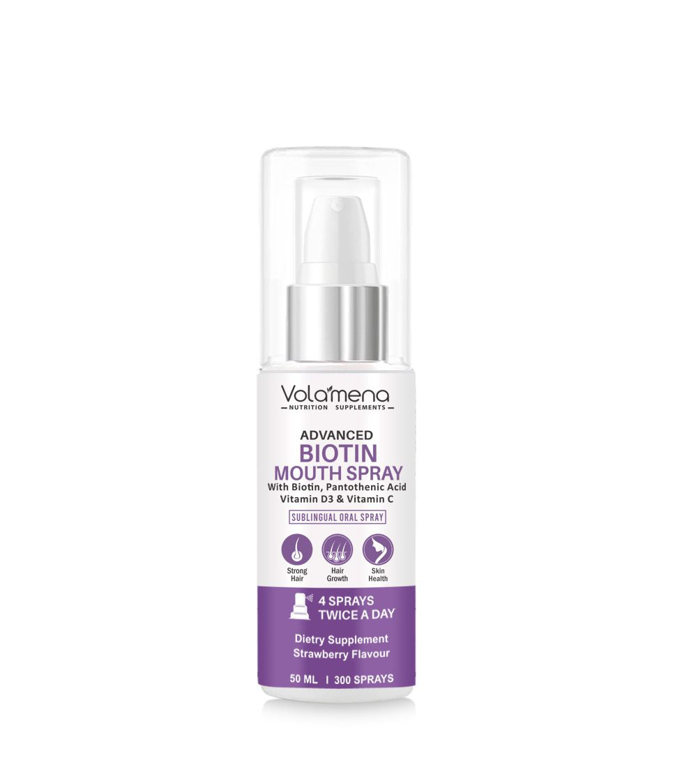 Volamena Nutrition Supplements Biotin mouth Spray With Biotin Supports Hair, Skin And Nails Health, Both Men & Women- Strawberry Flavour 50 ml