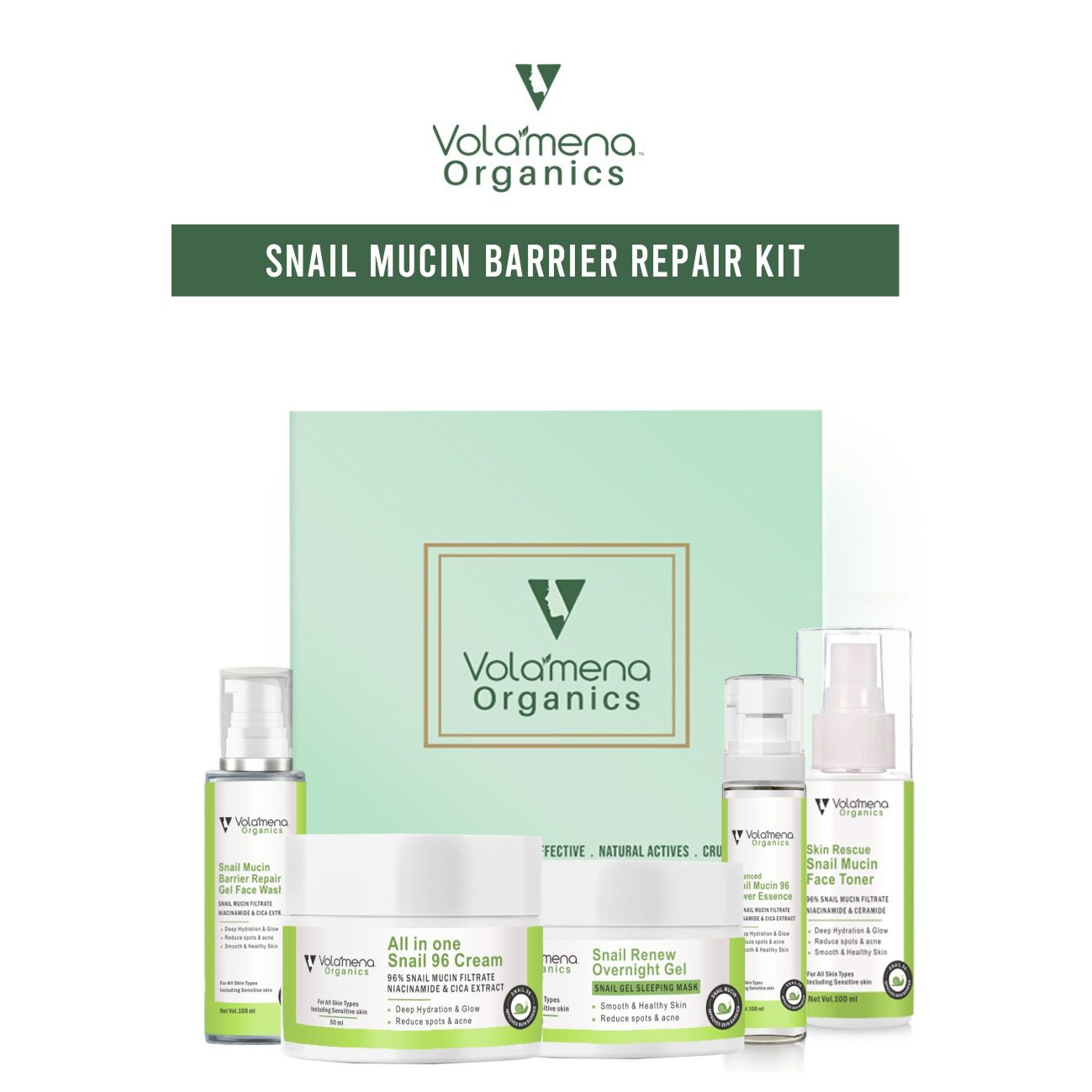 Volamena Organics SNAIL Mucin Barrier Repair Kit Pack Of 5