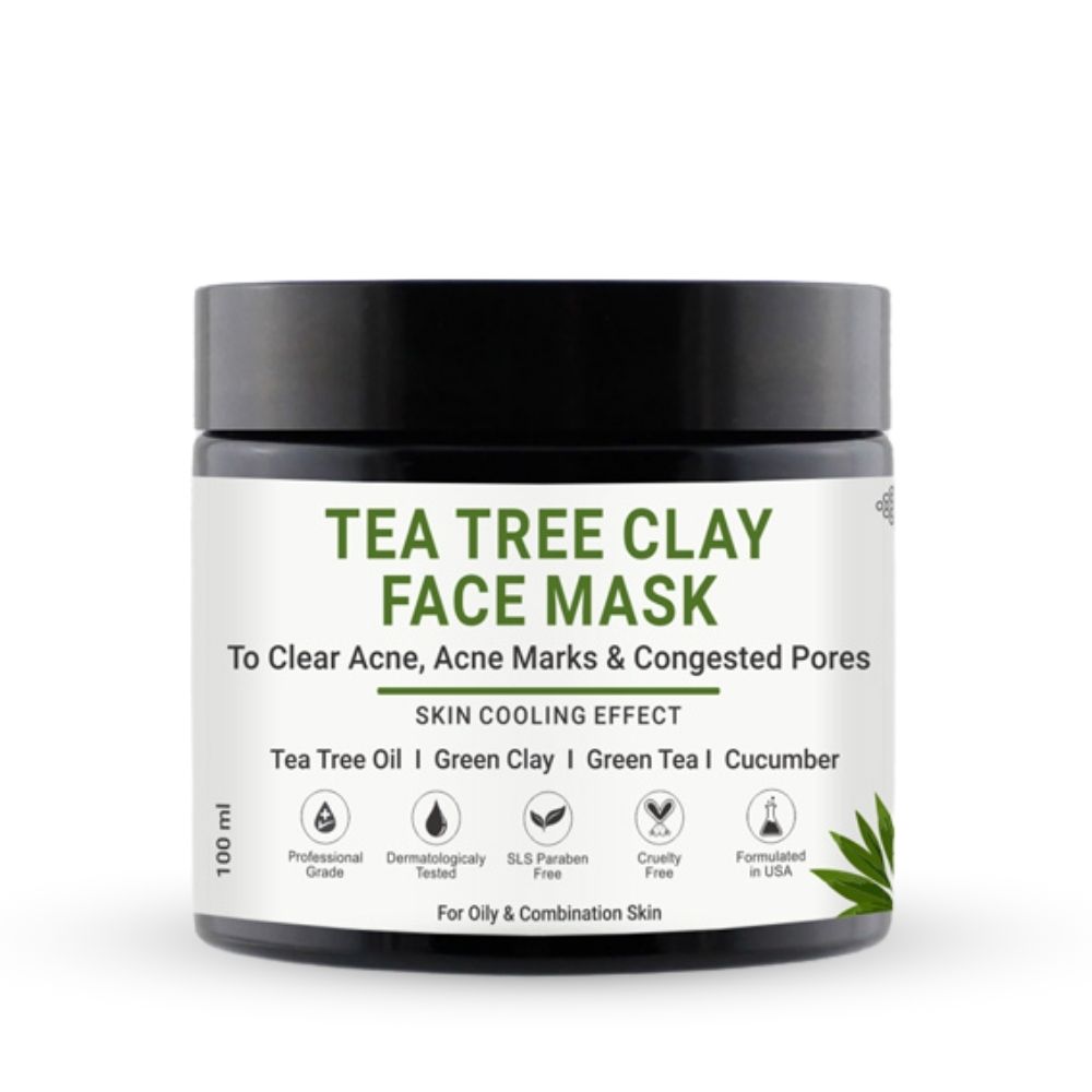 Tea Tree Clay Face Mask With Neem & Cucumber For Acne & Acne Marks | For Women & Men 100 ml