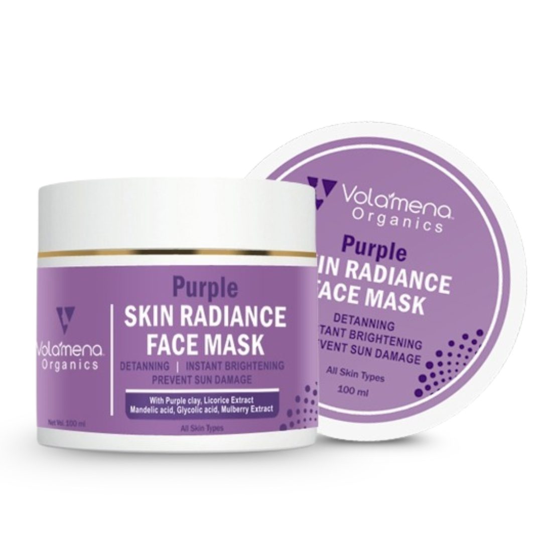 Volamena Purple Skin Radiance Face Mask With Purple Clay & Glycolic Acid | For Instant Brightening | Prevent Your Skin From Sun Damage | 100ml