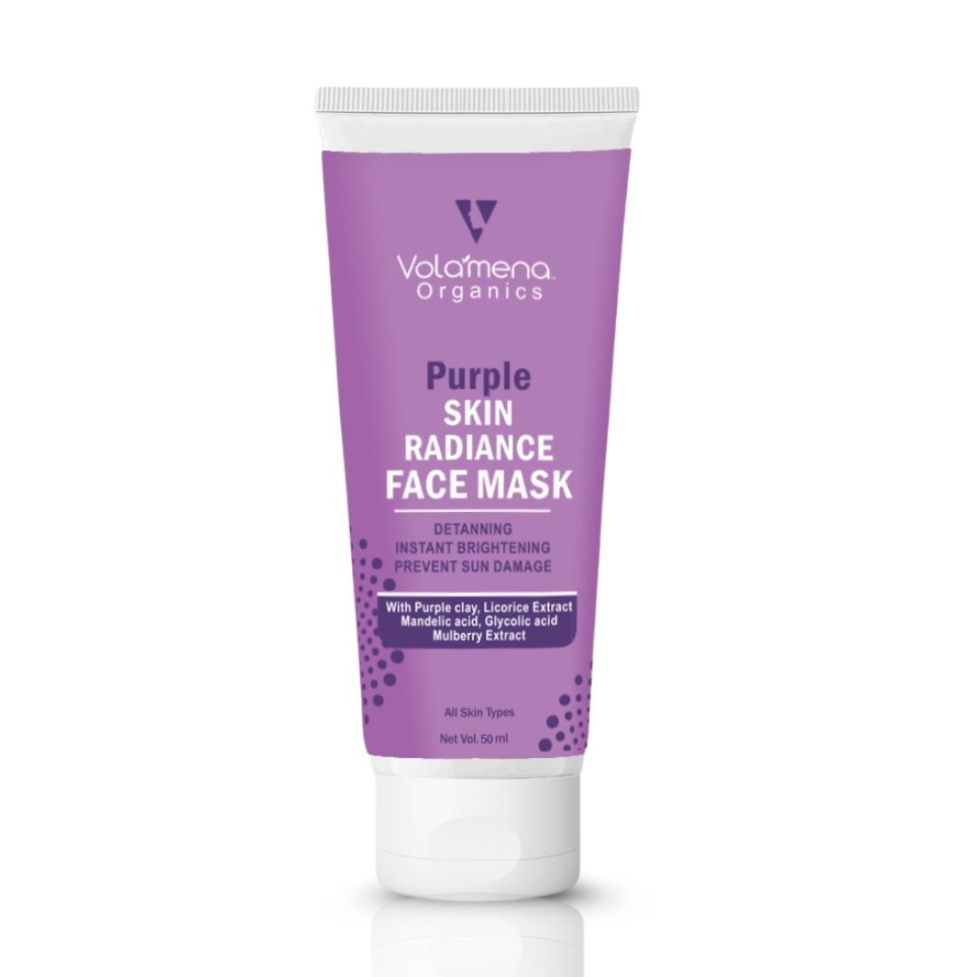 Volamena Purple Skin Radiance Face Mask With Purple Clay & Glycolic Acid | For Instant Brightening | Prevent Your Skin From Sun Damage | 50ml