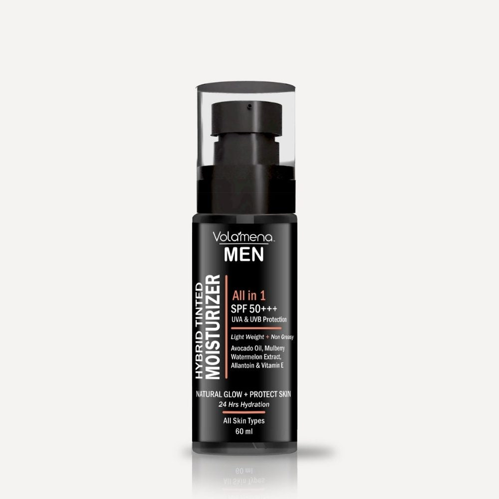 Volamena For Men Hybrid Tinted Moisturizer All In 1 SPF 50+++ | Avocado Oil, Mulberry, Watermelon Extract | For Even Natural Glow & Protect Your Skin For UV Rays | Give 24hrs Hydration | 60 ml