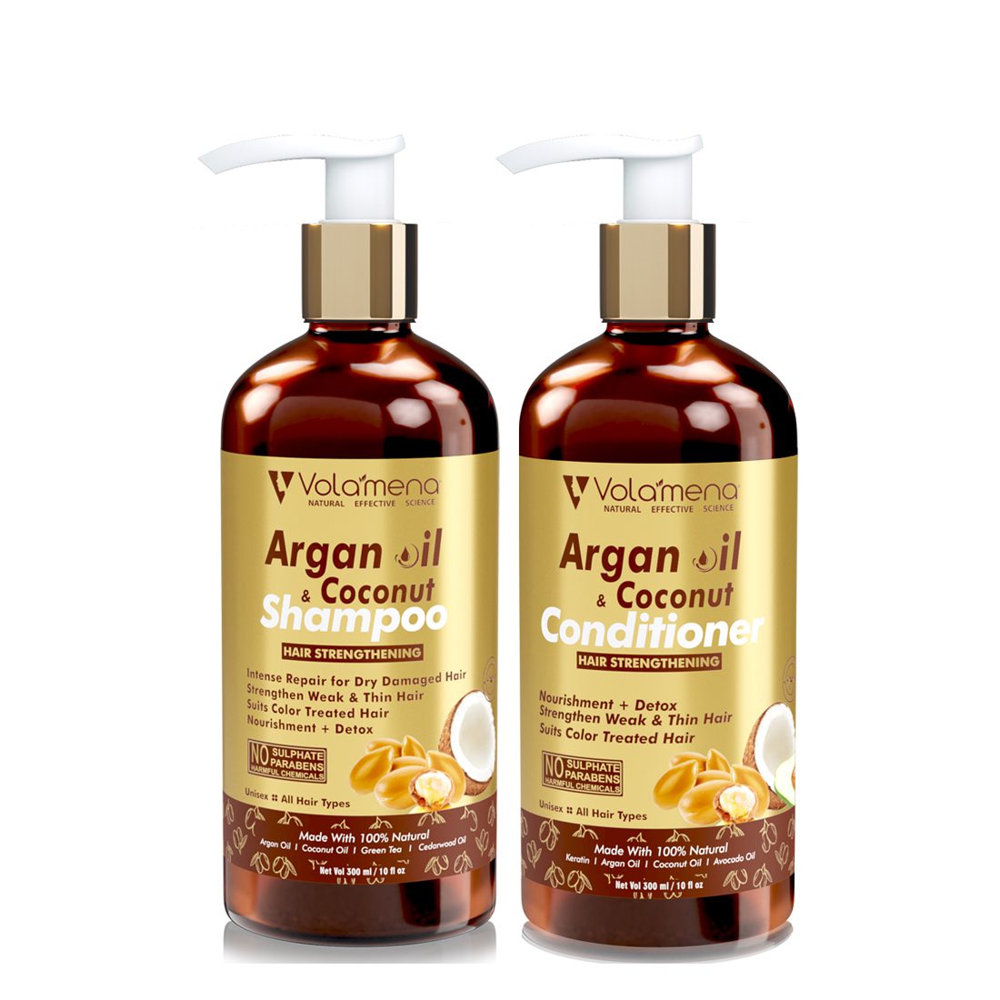 Volamena Argan Oil Hair Shampoo and Conditioner Combo To Strengthen Dry & Frizzy Hair For men & Women