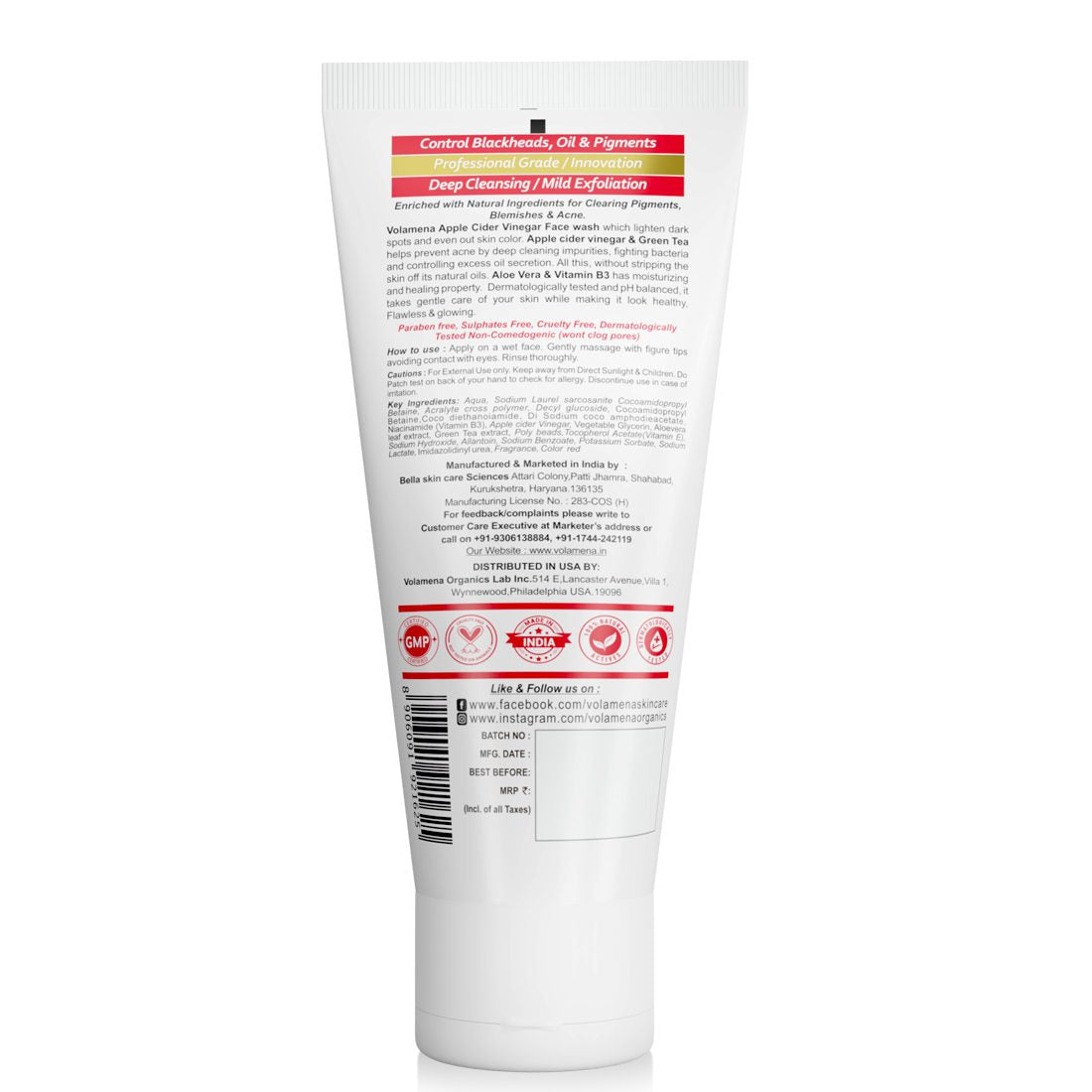 Apple Cider Vinegar Face Wash | Refreshing & Deep Cleansing | For Oily Skin For Women & Men 100 ml