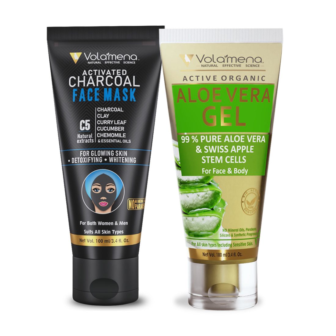 Volamena C5 Face Mask 100 ml + Aloe Vera Gel 100 ml For Clear Skin | Oil Control & Acne Combo