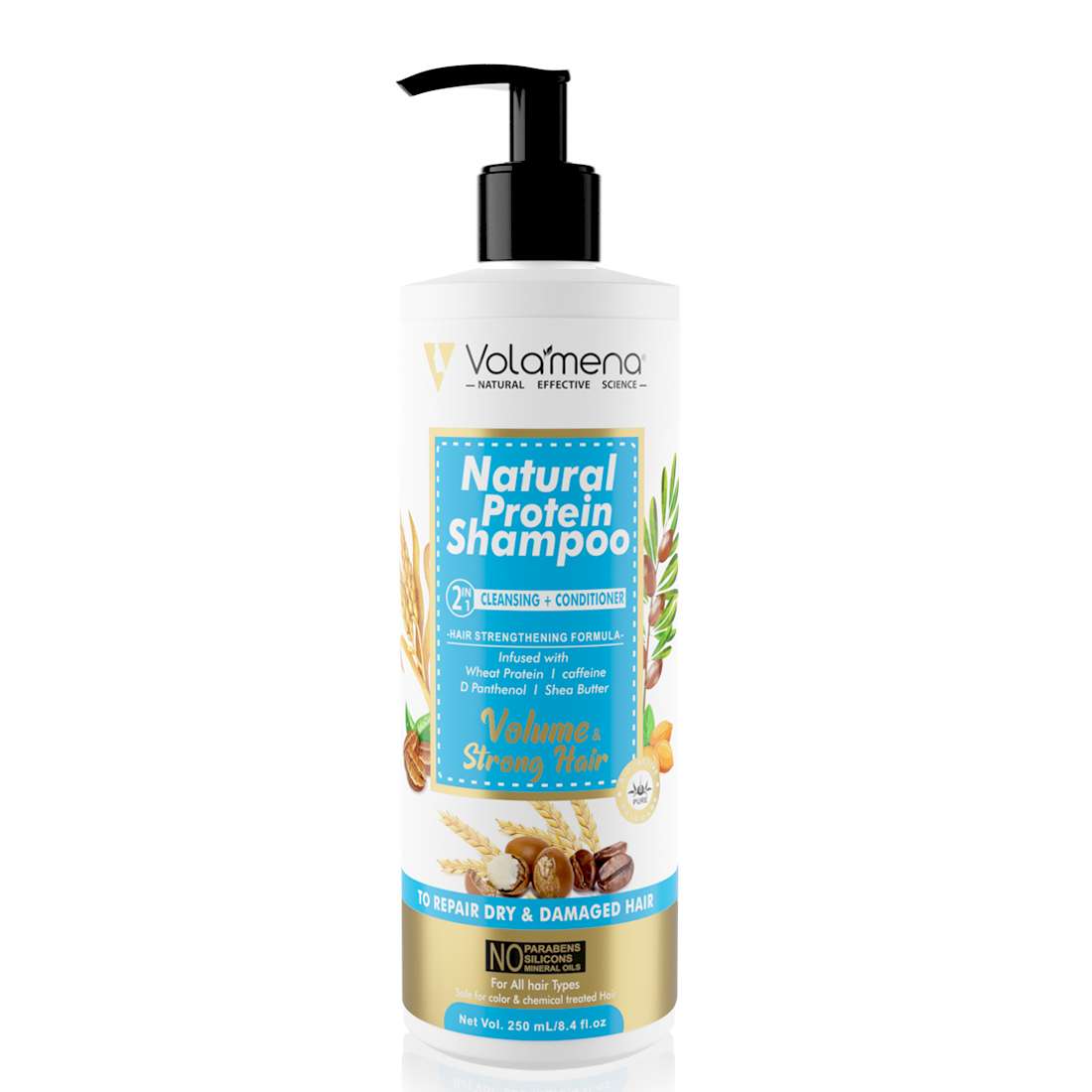 Volamena Natural Protein 2 in 1 Hair Shampoo For Hair Fall Control For Women & Men 250 ml