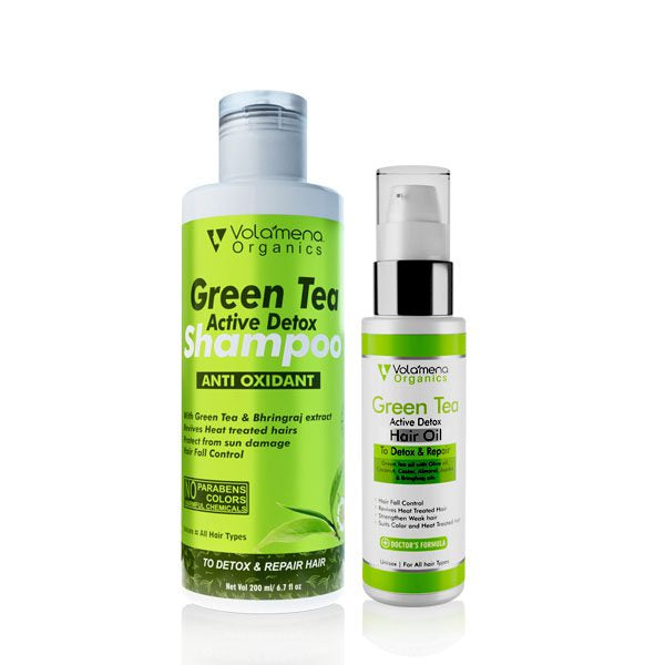 Green Tea Active Detox Shampoo 200 ml + Green Tea Hair Oil 50 ml Combo