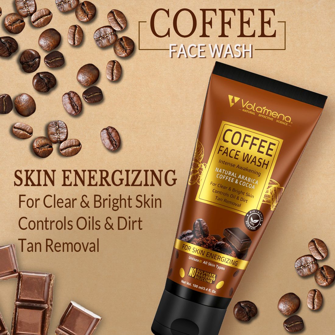 Coffee Face Wash With Coffee Extract & Cocoa Butter | De Tan Mask For Tan Removal | For Women & Men 100 ml