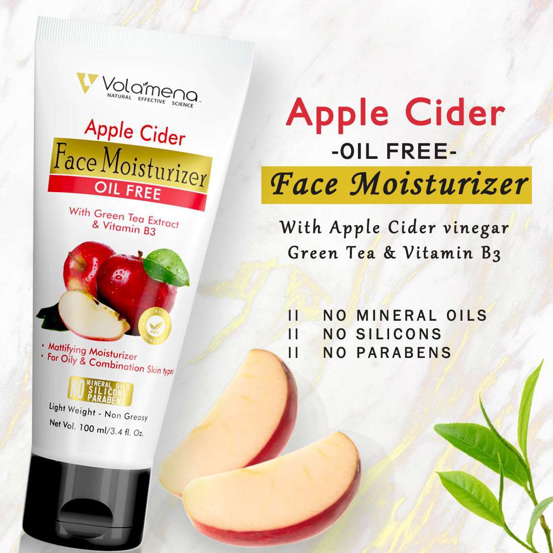 Apple Cider Vinegar Face Cream Light Weight Oil Free Moisturizer Cream For Face | Acne Prone Skin 100 ml