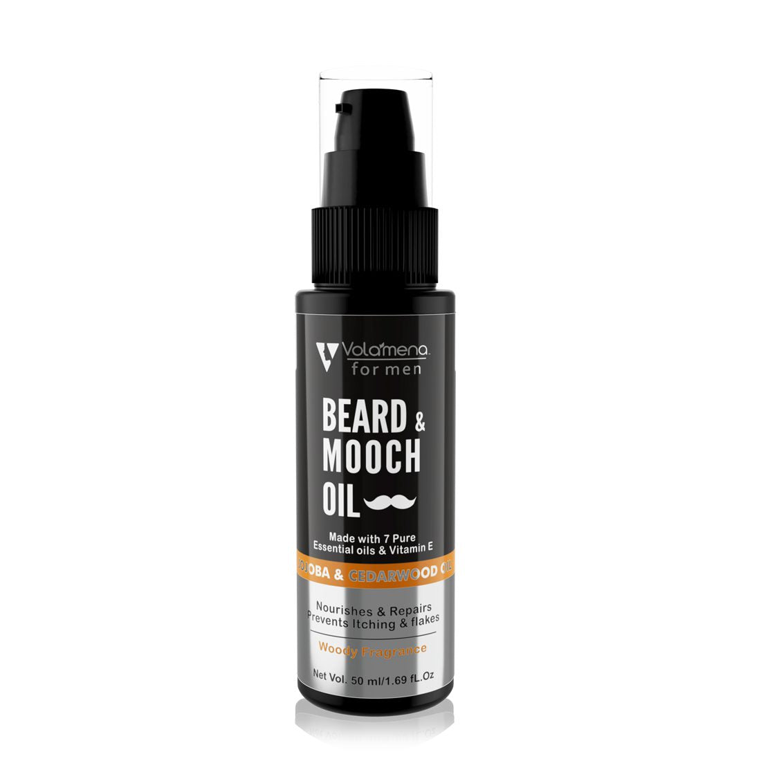 Volamena Beard & Mooch oil Jojoba and Cedarwood Oil, Natural Oils including Jojoba Oil, Vitamin E, Nourishment & Strengthening, No Harmful Chemicals 50 ml