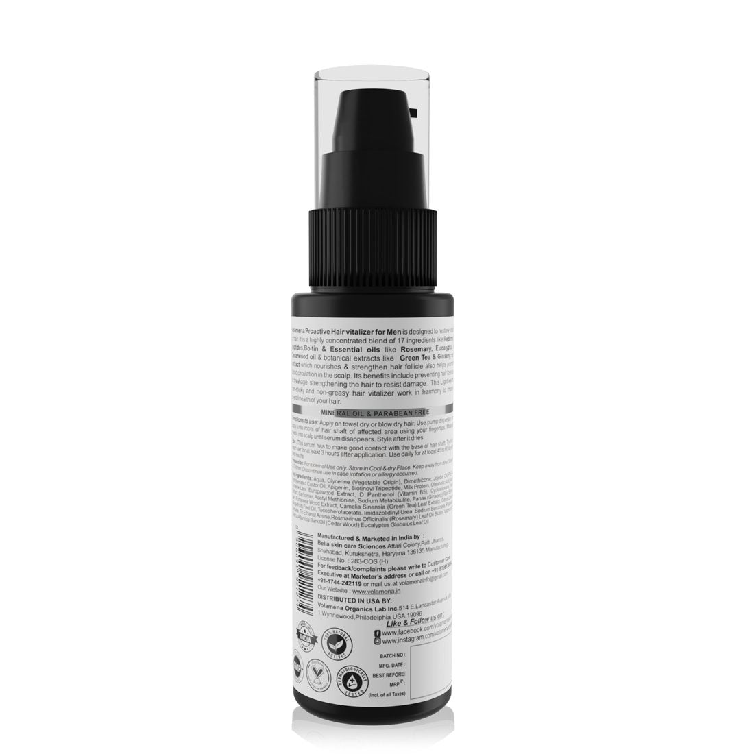 Volamena Proactive Hair Vitalizer Biotin Serum For Hair Growth, For Men 50 ml