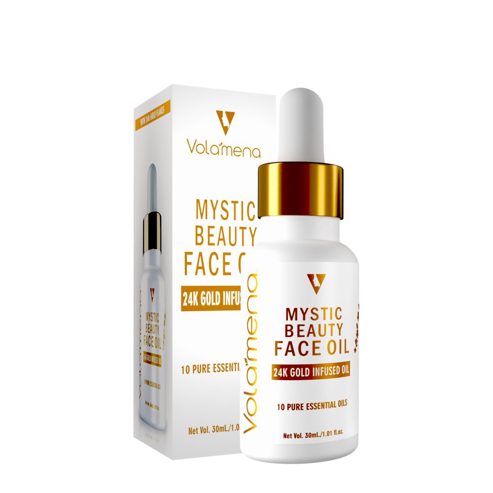 Volamena 24k Gold Mystic Beauty Face oil Gold Radiance Elixir for Glowing Skin, Skin Brightening, Reduce Wrinkles, Acne, Dark Spots, Natural & Organic 30 ml