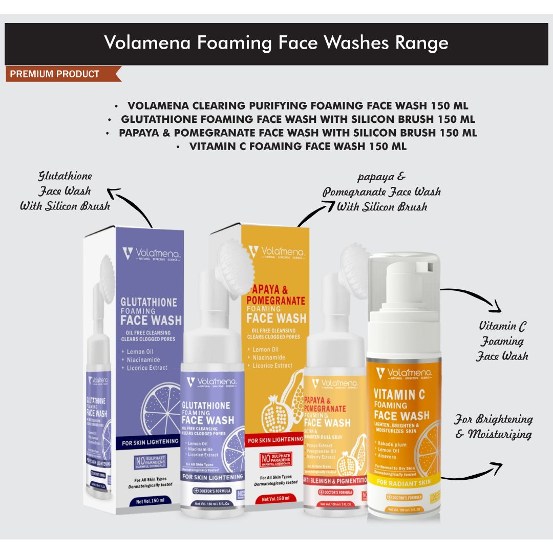 Volamena Glutathione Foaming Face Wash | For Skin Brightening & Glow | Face Wash For Men & Women 150 ml