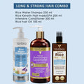 Volamena Rice Water & Biotin Hair Care Combo (Pack Of 3) Rice Water Shampoo, 250 ml + Amla & Rice Hair Oil, 100 ml + Intensive Moisturizing Conditioner, 300 ml