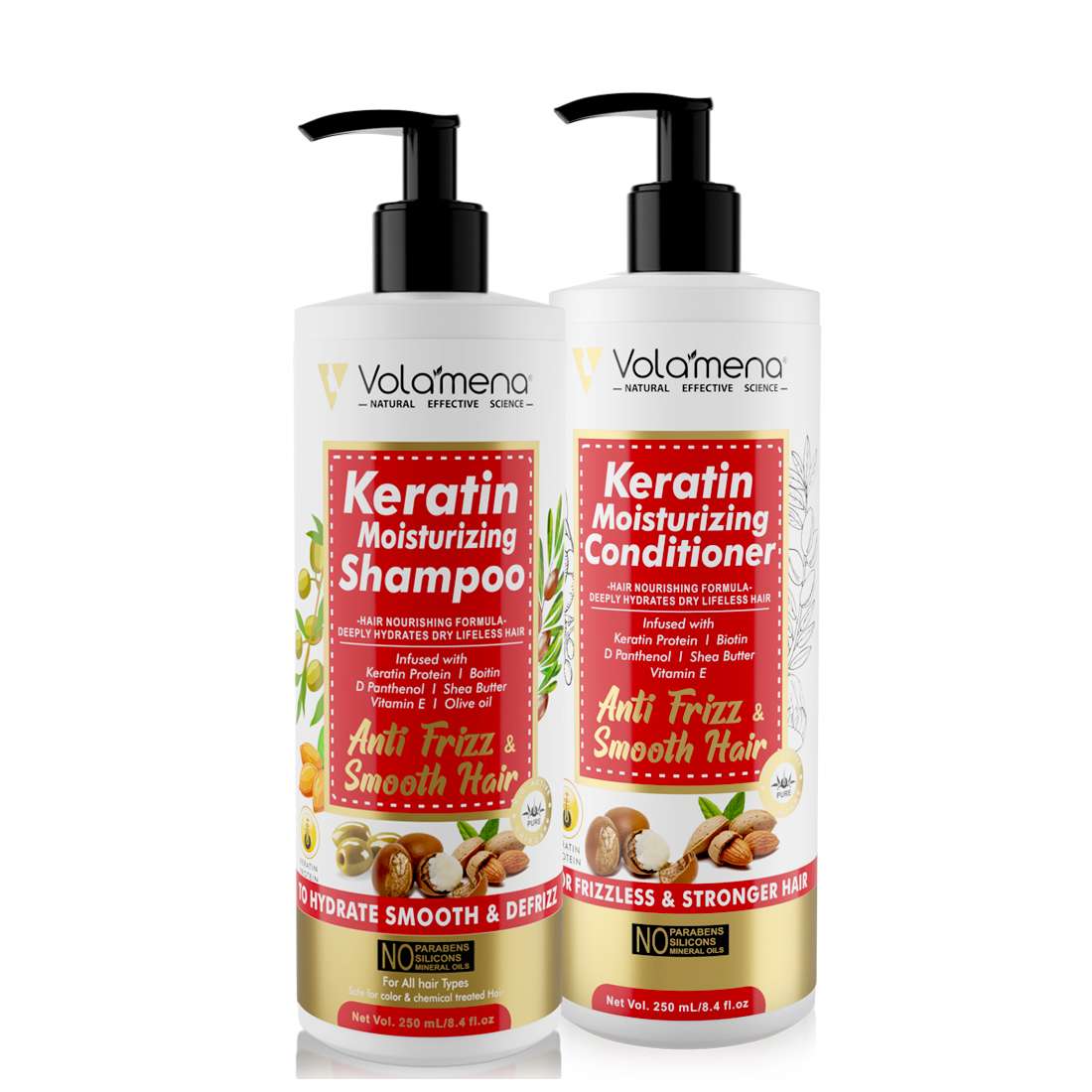 Keratin Moisturizing Shampoo 250 ml With Keratin Moisturizing Conditioner 250 ml Combo