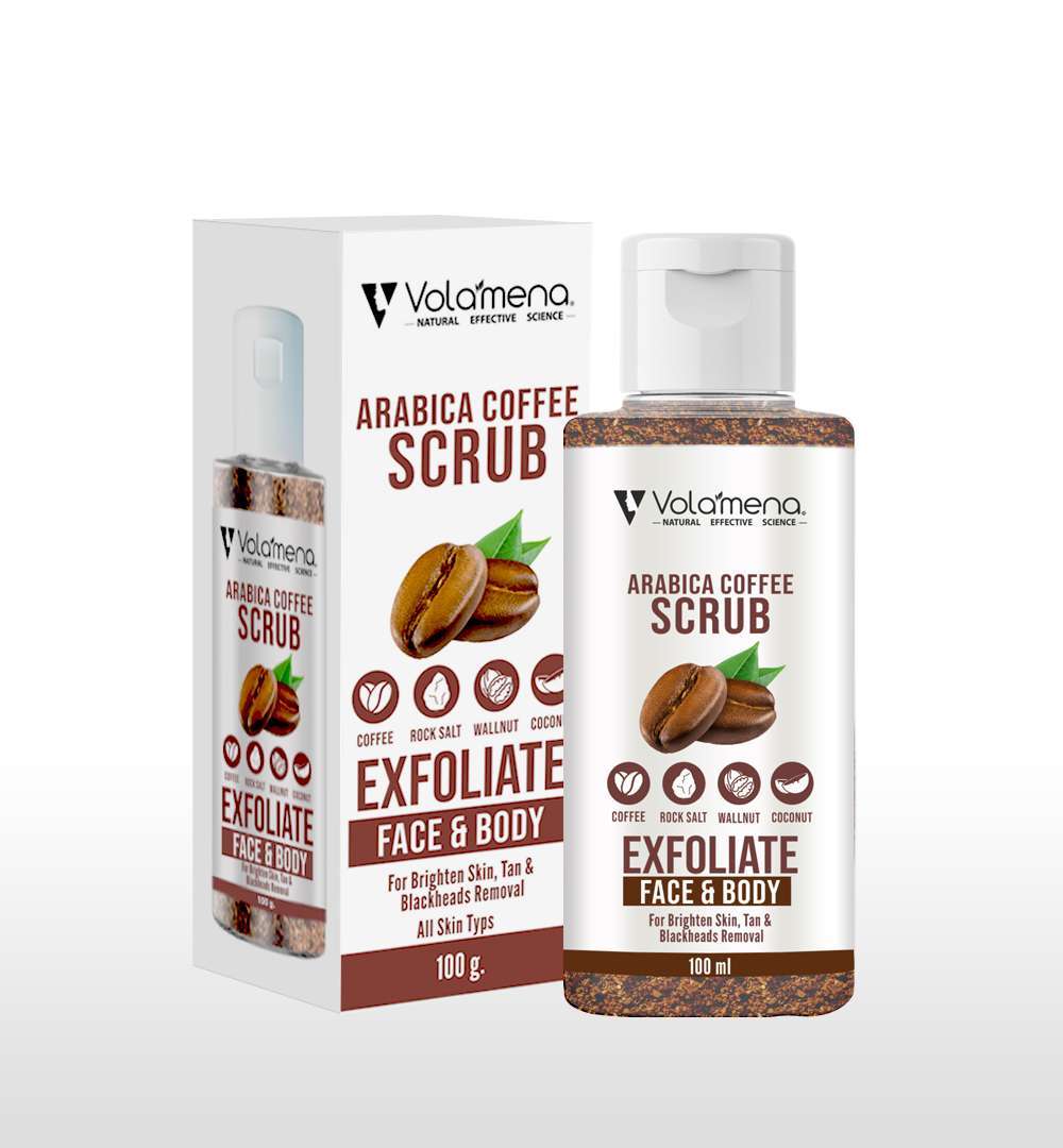 Volamena Arabica Coffee Face & Body Scrub With Coffee Seeds | De Tan Scrub | Dead Skin Removal | For Women & Men 100 ml