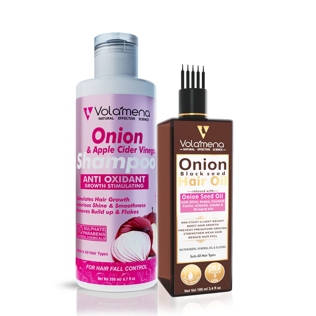 Onion and apple cider shampoo 200 ml + Onion black seed hair Oil 100 ml Combo