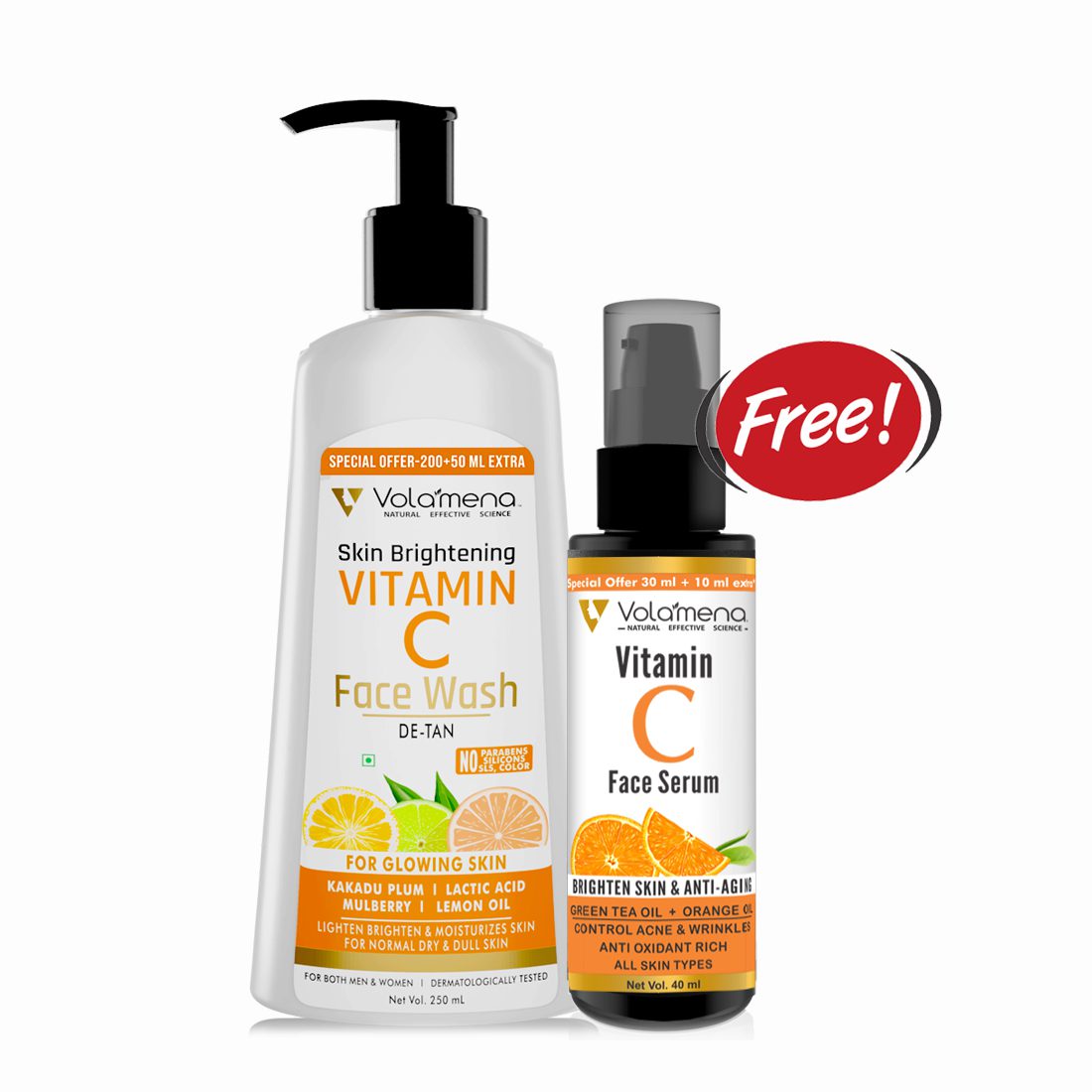 Volamena Vitamin C Face Wash For Skin Brightening | With Orange & Vitamin C | For Glowing Skin | Face Wash For Women & Men 250 ml