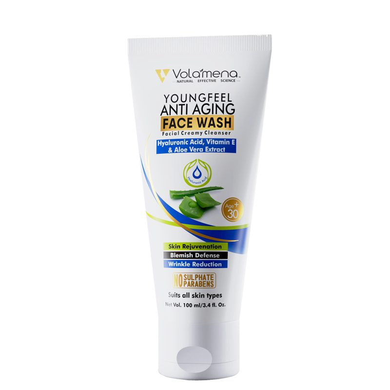 Volamena Youngfeel Anti Aging Face Wash With Aloe vera & Hyaluronic Acid | Anti Aging | For Women & Men 100 ml