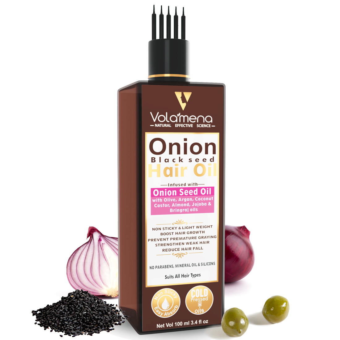 Volamena Onion Oil With Onion Black Seed Oil Castor Olive And