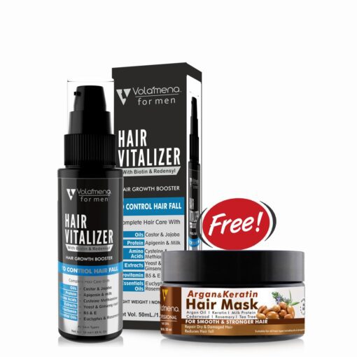 Volamena Proactive Hair Vitalizer Biotin Serum For Hair Growth, For Men 50 ml (Free Argan Hair Mask)* Volamena Proactive Hair Vitalizer Biotin Serum For Hair Growth, For Men 50 ml (Free Argan Hair Mask)*
