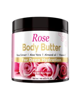 Volamena Rose Body Butter For Dry Skin With British Rose, Almond Oil & Vitamin E | Vegan | For Women & Men 100 ml