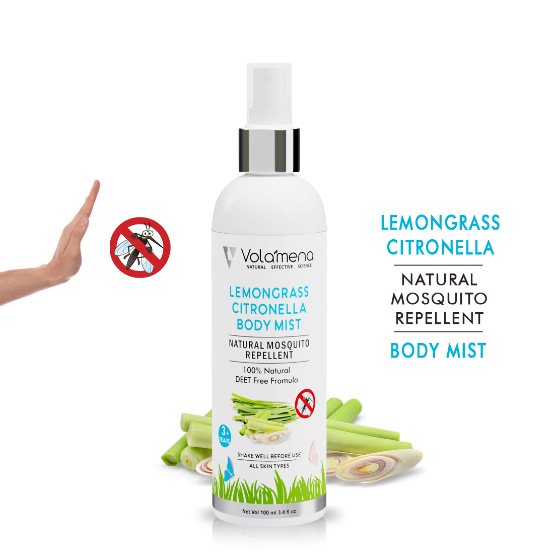 Lemongrass & Citronella Natural Mosquito Repellent body Mist 100 ml -