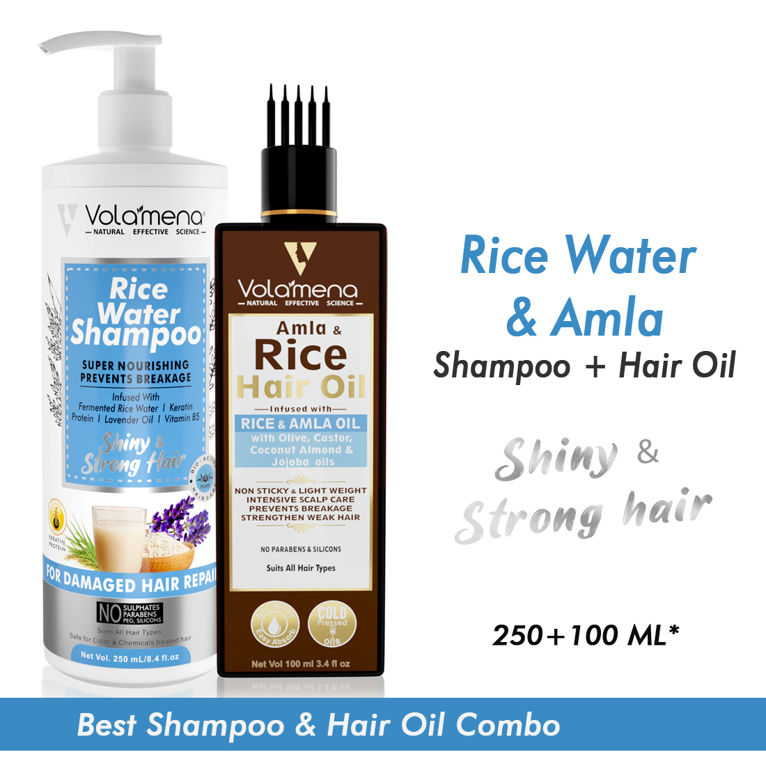 Rice Water Shampoo 250 ml With Amla & Rice Hair Oil 100 ml Combo