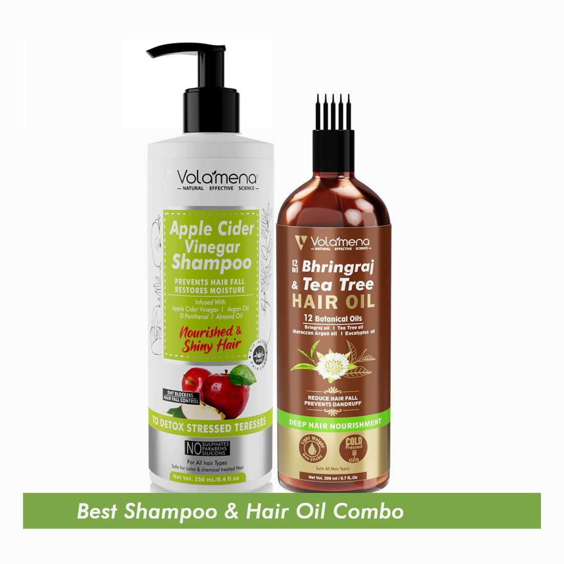 Apple Cider Shampoo 250ml With Bhringraj Hair Oil 200 Ml Combo -