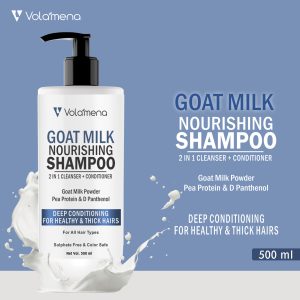 Volamena Goat Milk shampoo is gentle 2 in 1 hair cleanser 500 ml