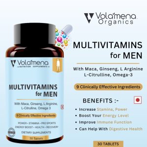 Volamena Multi Vitamins with Ginseng, L -Arginine & L-Citrulline for men for superior Power, Stamine, Health, Energy Boost, Sports a & Recovery 30 Tbs.