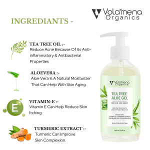 Volamena Organics Tea tree Aloe Vera Gel For face and body 200 ml