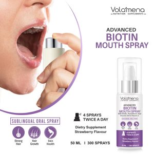 Volamena Nutrition Supplements Biotin Intra oral Mouth Spray For Skin Both Men & Women- Strawberry Flavour 50 ml