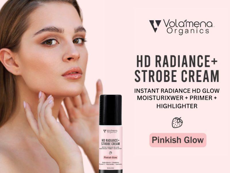 Volamena Organics HD Radiance Strobe cream With Alpha Arbutin & Strawberry For pinkish glow, 40ml