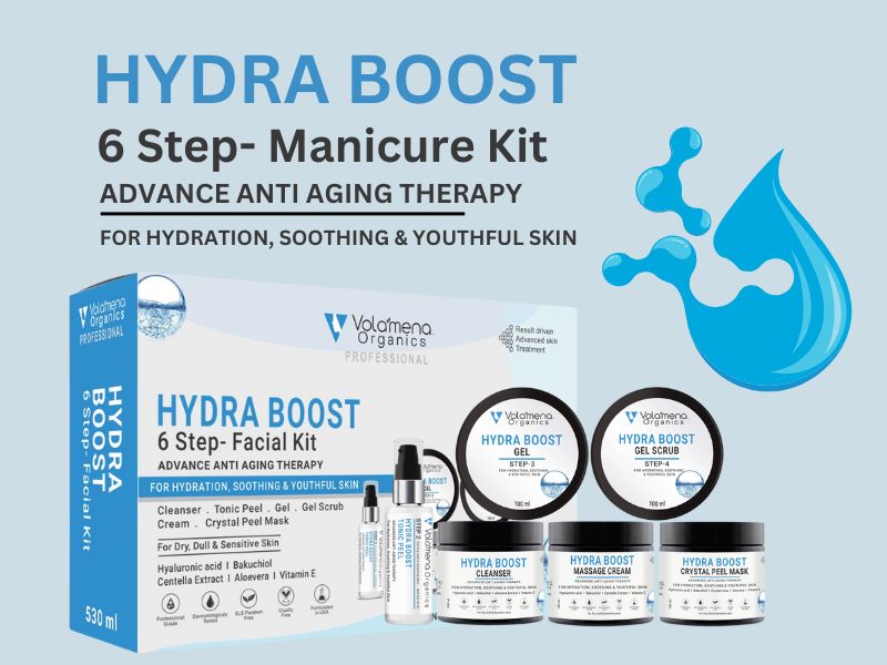 Volamena 6 Steps Hydra boost facial kit For Women & Men With Hyluronic, Bakuchiol & Vitamin E For Dry, Dull & Sensitive skin