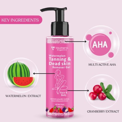 Watermelon Tanning & Dead skin Removal Gel For Face & Body | Visibly Tan Removal | Removes Dead Skin & Brighten Skin | Dead Skin Remover Gel For women & Men 100 ml