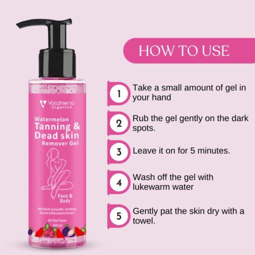 Watermelon Tanning & Dead skin Removal Gel For Face & Body | Visibly Tan Removal | Removes Dead Skin & Brighten Skin | Dead Skin Remover Gel For women & Men 100 ml