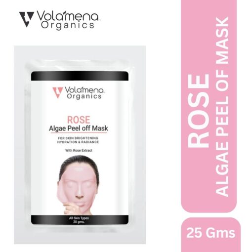 Volamena Organics Rose Algae Peel Off Mask With Rose Extract For Skin Brightening & Hydration, 20 gms
