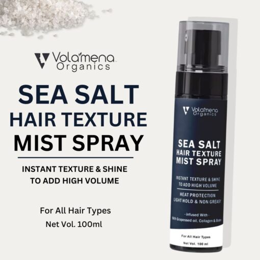 Volamena Sea Salt Hair Mist Spray Improve Hair Texture, For High Volume and Smooth Hair, Hair Spray For Men & Women 100 ml