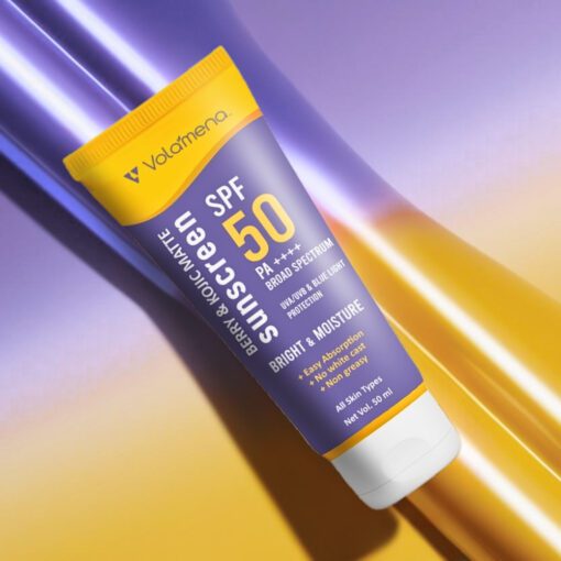 Volamena Berry & kojic Acid Purple Sunscreen SPF 50 PA+++ For Pigmentation-Free Skin UVA/B & Blue Light Protection, Anti-Pollution, No White Cast 50 ml