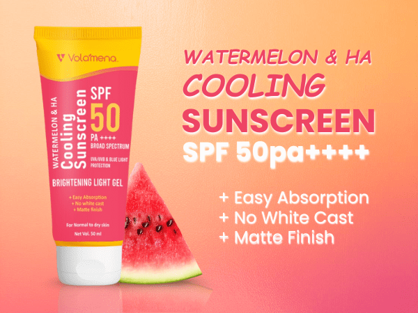 Volamena Watermelon Cooling Sunscreen Spf 50pa++++ With Watermelon Gives You Cooling & Hydration Effect | Protect From Harmful UV Rays | For Both Men & Women | Light Weight & Non Greasy | 50ml