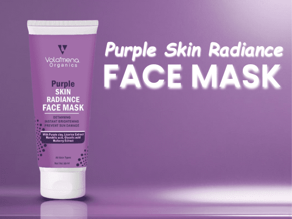 Volamena Purple Skin Radiance Face Mask With Purple Clay & Glycolic Acid | For Instant Brightening | Prevent Your Skin From Sun Damage | 50ml
