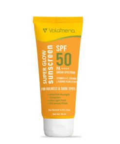 Volamena Super Glow Sunscreen with SPF 50 PA+++ With Vitamin C For Bright & Glowing Skin UVA/B Bluelight Protection No White Cast For Normal to dry skin, 50 ml