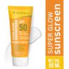 Volamena Super Glow Sunscreen with SPF 50 PA+++ With Vitamin C For Bright & Glowing Skin UVA/B Bluelight Protection No White Cast For Normal to dry skin, 50 ml